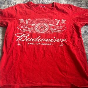 Budweiser Red Short Sleeve Logo Tee with White Crest